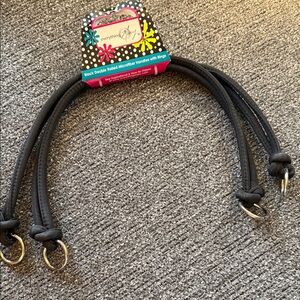 Black Microfiber Purse Handles, 1” carabiners, silver rings